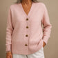 🌸Women’s V-Neck Knit Cardigan with Heart-Shaped Buttons for Cosy Winter Layering