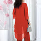 Elegant Layered Chiffon High-Low Top and Pants Two Piece Set