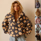 Winter Flowers Lambskin Sweatshirt Women | Cozy Zip-Up Pocket Pullover