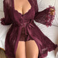 Plus size Lace Cami Nightgown & Floral Lace Trim Wide Sleeve Sheer Robe