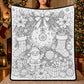 DIY Christmas Drawing Blanket with 24 Colors Markers, Doodle Your Own Xmas Blanket, Customizable Washable Paint Play Blanket for Adults, Kids