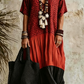 Women's Elegant Bohemian Maxi Dress | Modest V-Neck Tiered Skirt Lightweight Holiday Tunic for Mature Ladies