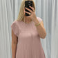 Sleeveless pleated simple solid color dress
