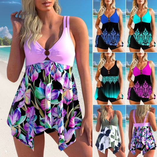 2PCS Ladies Tankini Swimsuit Set Swim Dress Boyshorts