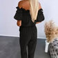 Women's Ruffle Off-the-shoulder Tie-Drape Jumpsuit with Pockets