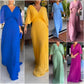 💃 Half Ruffled Sleeves Solid Color V-Neck Maxi Dresses