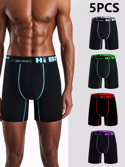 5 Pack Men's Letter Tape Boxer Brief