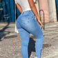 Flap pocket with zipper Skinny Jeans