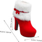 Plus Size Women Christmas Boots Heels Ankle Boots
