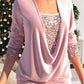 🎁Last Day Sale 50% OFF🎄Sequin Loose Smocked Fake Two-Piece Top