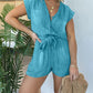 Women’s V-Neck Short-Sleeved Jumpsuit with Waistband