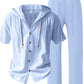 Men's Linen Set — Button-Up Hoodie & Wide-Leg Pants