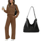 💓LAST DAY 60% OFF💓Women's Crew Neck Top & Drawstring Pants Set