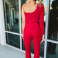 One Shoulder Rhinestone Jumpsuit