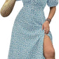 🌺2025 New Arrival💐💗Plus-size Short Sleeve Split Floral Print Dress
