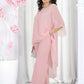 Elegant Layered Chiffon High-Low Top and Pants Two Piece Set
