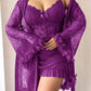 Plus size Lace Cami Nightgown & Floral Lace Trim Wide Sleeve Sheer Robe