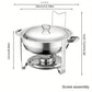 Set, Stainless Steel Chafing Dish Buffet Set, 4.5L Round Catering Chafer Warmer Set With Tray, Pan-TBIM