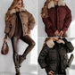 Women's Short Puffer Coat with Faux Fur Collar