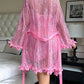Plus size Lace Cami Nightgown & Floral Lace Trim Wide Sleeve Sheer Robe