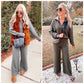 💝Black Friday Sale 50% OFF!!⚡🔥🎀Women's Oversized Half Zip Wide Leg 2 Piece Outfits Lounge Set