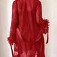 Plus size Lace Cami Nightgown & Floral Lace Trim Wide Sleeve Sheer Robe