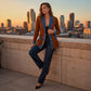 ⌛Limited-time offer-Women’s Elegant Denim Spliced Ribbed Knit Coat