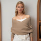 Womens Scarf with Sleeves Knit Wrap Sweater Cozy Crochet Cropped Shawl