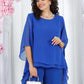 Elegant Layered Chiffon High-Low Top and Pants Two Piece Set
