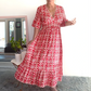 💥🔥Last Day Sale 49%🔥💐✨Bohemian casual print V-neck waist wrap long dress