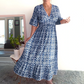 💥🔥Last Day Sale 49%🔥💐✨Bohemian casual print V-neck waist wrap long dress
