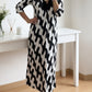 Casual Chic Mid-Sleeve V-Neck Maxi Dress