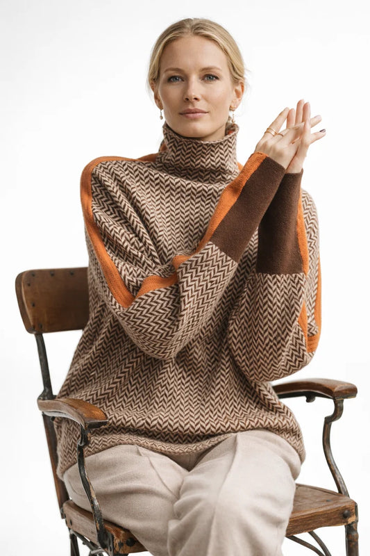 Turtleneck with Contrasting Stripes