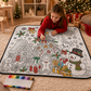 DIY Christmas Drawing Blanket with 24 Colors Markers, Doodle Your Own Xmas Blanket, Customizable Washable Paint Play Blanket for Adults, Kids