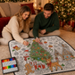 DIY Christmas Drawing Blanket with 24 Colors Markers, Doodle Your Own Xmas Blanket, Customizable Washable Paint Play Blanket for Adults, Kids