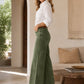 High-Waist Wide-Leg Jeans with Button Detail