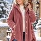 Women’s Cozy Plush Hooded High-Low Coat