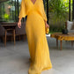 💃 Half Ruffled Sleeves Solid Color V-Neck Maxi Dresses