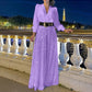 💖Limited Sale 50% OFF💖Elegant long-sleeved blouse with V-neckline and wide sequinned jumpsuit trousers