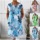 🔥👗Loose Knee-Length Dress with Butterfly Print✨