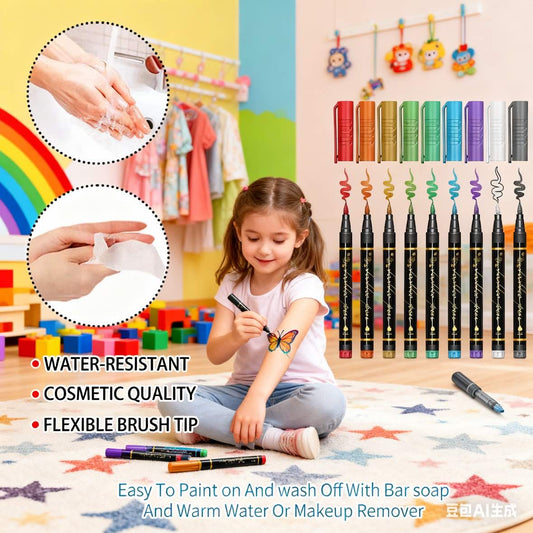 🌈⏳LAST DAY SALE 50% OFF🎨Temporary Tattoo Markers for Skin👍✨Perfect For Unique Body Art🔥