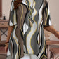 Plus Size Boho Abstract Print Half-Sleeve Tunic Top