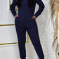 Women's Solid Basic 2-Piece Outfit, Drawstring Hooded Long Sleeve Top & Slim Fit Casual Pants 🧶