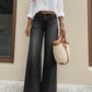 High-Waist Wide-Leg Jeans with Button Detail