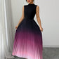 ⏳LAST DAY SALE 50% OFF💕 Ombre Pleated Sleeveless Mock Neck Maxi Dress