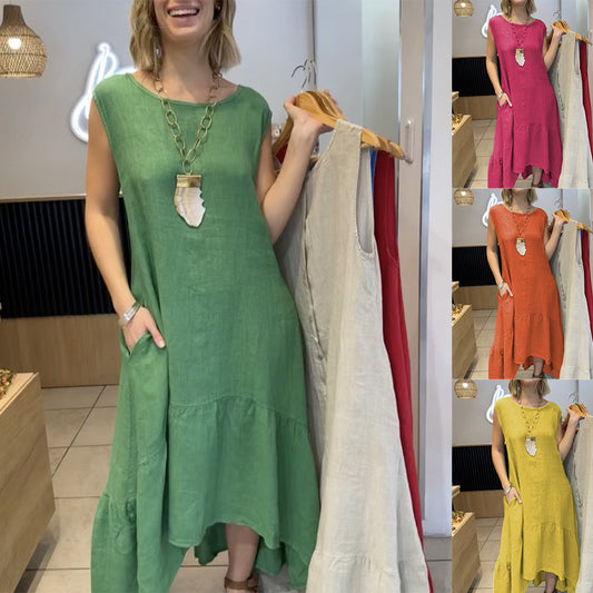 Women’s Casual Round-Neck Sleeveless Dress