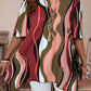 Plus Size Boho Abstract Print Half-Sleeve Tunic Top