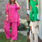 Women's V-Neck Irregular Hem Top & Pants Set