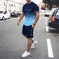 🏖️⏳SUMMER SALE: ONLY ￡14.99!!😎Men's Gradient Color T-Shirt & Shorts Set