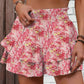 Solid Color Stretch Waist Layered Short Skirt